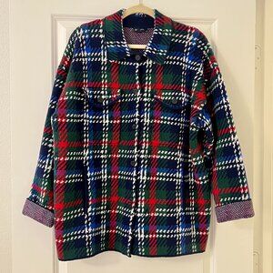 Gap Knit Plaid Green Blue Red Shirt Jacket Overshirt Shacket